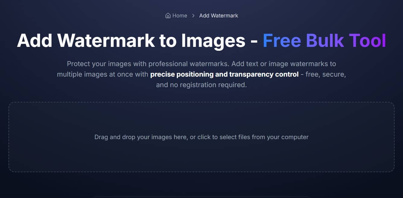 Upload multiple photos to batch watermark tool