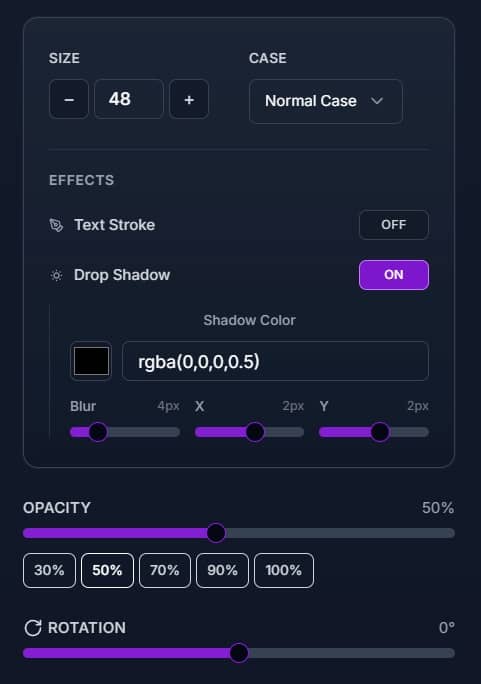 Adjust watermark opacity, position, and tiling options