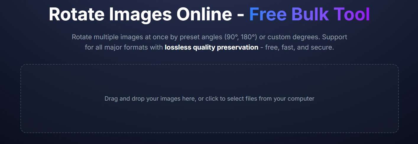 Upload multiple images to ImagiTool bulk rotate tool