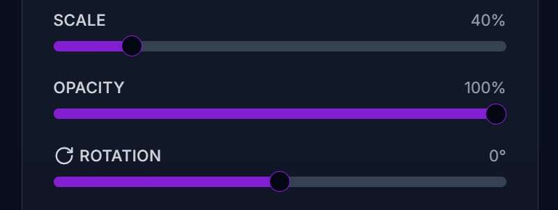 Apply rotation, shadow effects, and advanced logo styling options