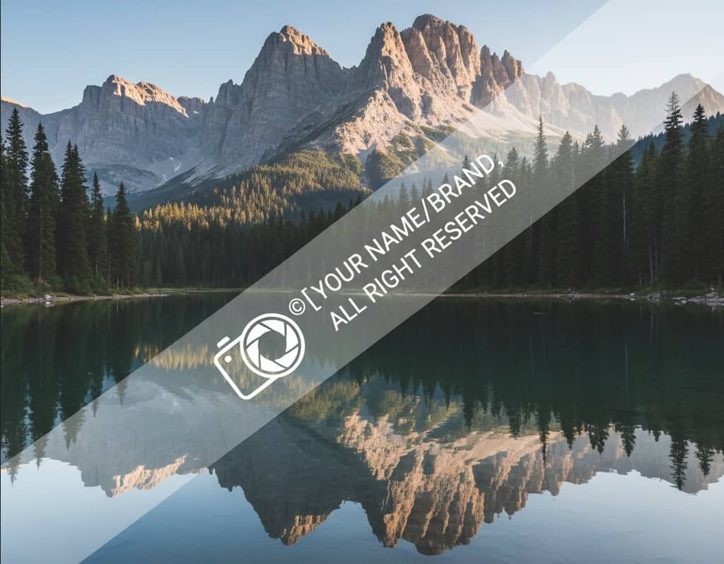 Professional photographer adding transparent watermark with copyright notice