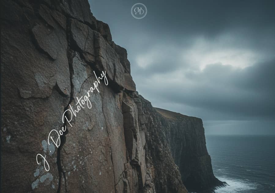 Subtle watermark integrated into natural edge elements